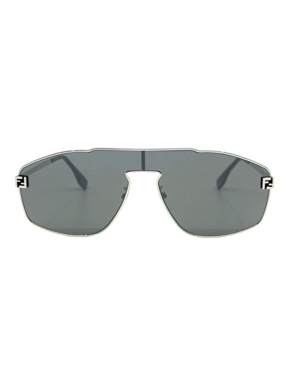 NWT Fendi Sky Aviator Sunglasses Silver Mirror Shield FF Logo Men Women Eyewear
